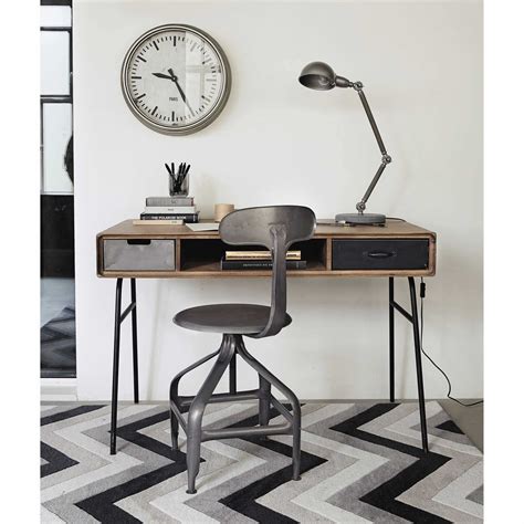 Schreibtisch balkeneiche mit kufen metall larvik. Schreibtisch im Vintage-Stil aus massivem Mangoholz und ...