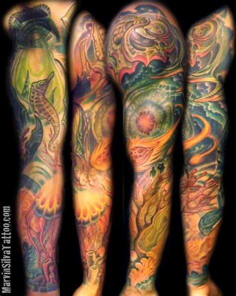 Can you spot your city on on someone's arm? Bio Underwater and Space Tattoo by Marvin Silva : Tattoos