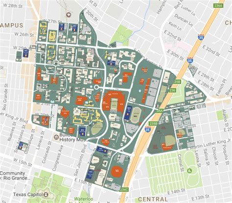 University Of Texas Austin Campus Map Map Vector