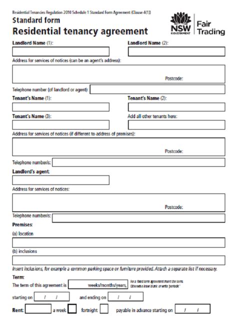 Tenancy Agreement Form - Free Job Application Form