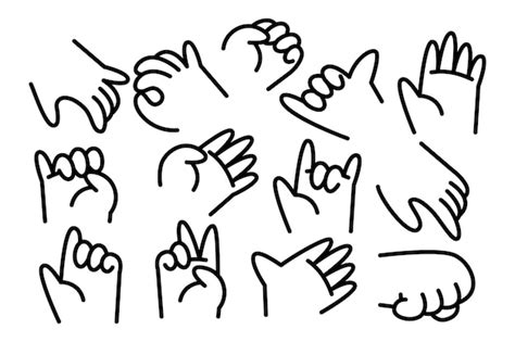Colección de gestos de mano de dibujos animados con trazo Vector Gratis