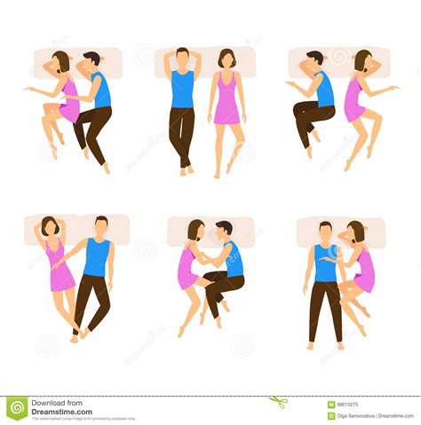 Different Sleeping Poses Couple Set Vector Stock Vector