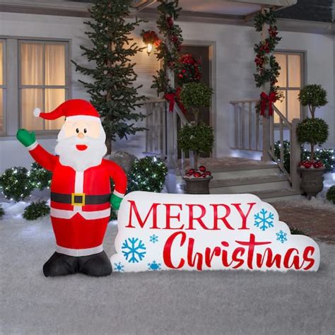 55ft Airblown Inflatable Santa And Merry Christmas Sign Scene