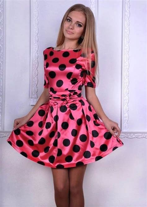 Pink And Black Large Polka Dot Satin High Neck Half Sleeve Midi Dress