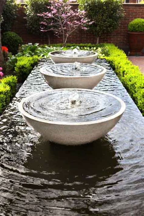 Something as simple as an attractive bowl filled with water can make a real impact, reflecting light and neighbouring plants. Outdoor Fountains And Water Features