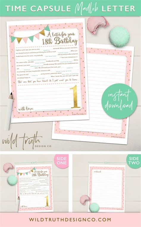 Baby Girls First Birthday Time Capsule Letter Printable