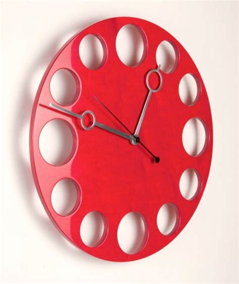 Items Similar To Pop Clock Large Red Modern Wall Clock On Etsy