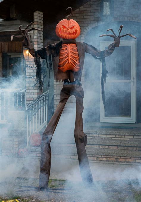 Animated 8ft Giant Pumpkin Scarecrow Halloween Decoration