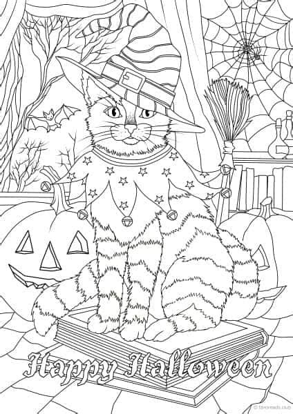 holidays halloween cat printable adult coloring pages  favoreads