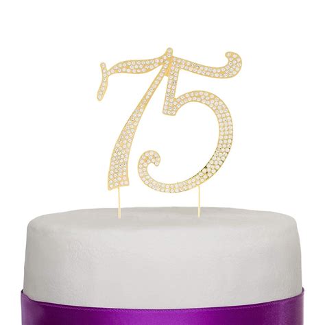 75 Cake Topper 75th Birthday 75th Anniversary Party Etsy Gold Cake
