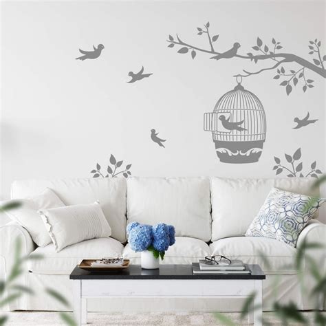 Branch With A Bird Cage Wall Sticker Wall