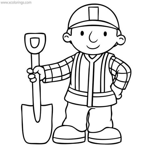 Bob the Builder Coloring Pages Bob with A Shovel - XColorings.com