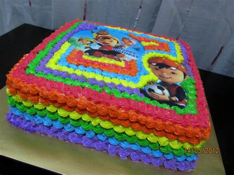 Selamat hari lahir kepada anda! -: Rainbow Cake. Tema Boboiboy.