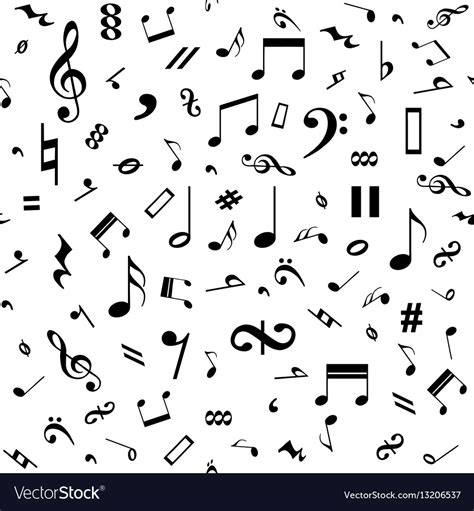 Seamless Black And White Music Notes Background Vector Image