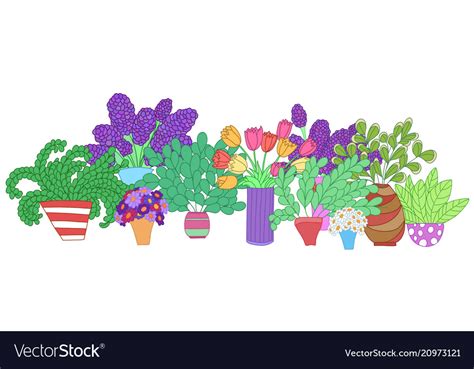Horizontal Composition With Colored Cartoon Vector Image