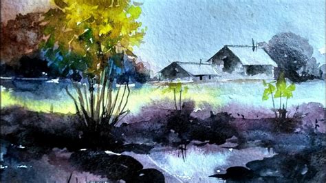 How to paint a simple landscape painting in watercolor | Paint with david | - YouTube