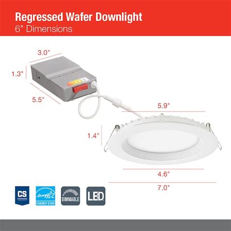 Juno Wafer Downlight White 6 In 950 Lumen Switchable White Round Dimmable Led Canless Recessed