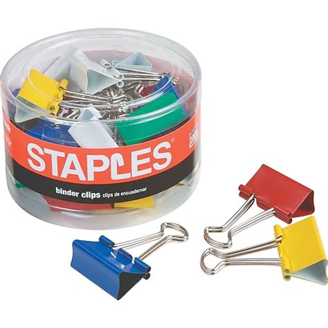 Staples Medium Colored Metal Binder Clips 1 14 Size With 58