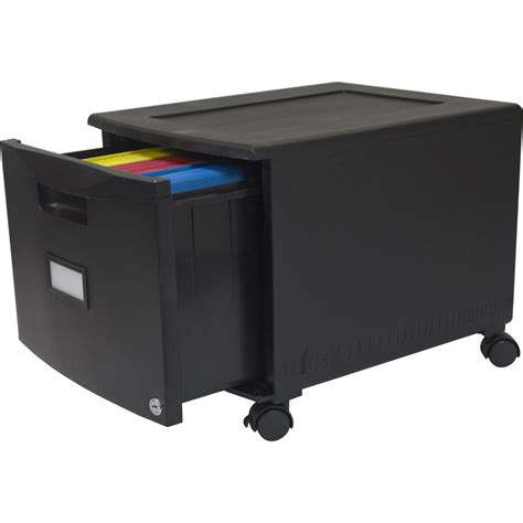 Storex 61259b01c Black Plastic Single Drawer Mobile Filing Cabinet 14
