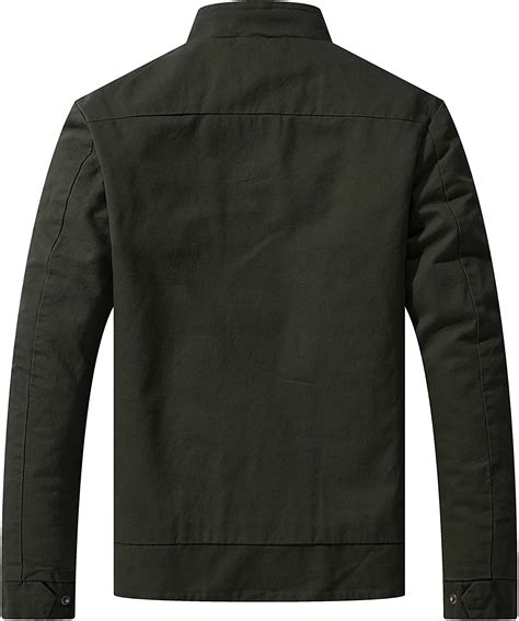 Wenven Mens Cotton Canvas Lightweight Casual Military Jacket Ebay