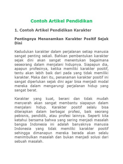 Contoh Artikel Pendidikan