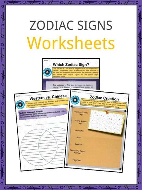 Zodiac Signs Worksheets And Facts Signs Cultures Symbolism