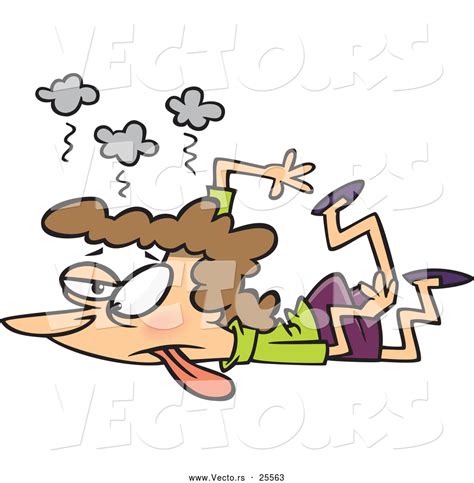 Vector Of A Trampled Cartoon Woman Laying Face Down On A Floor By