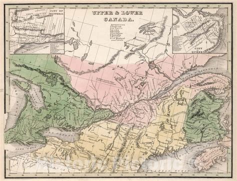 Historic Map World Atlas Map Upper And Lower Canada 1838 Vintage