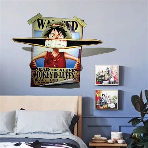 Cartoon Movie One Piece Figure Luffy Anime Wall Sticker For Kids Rooms