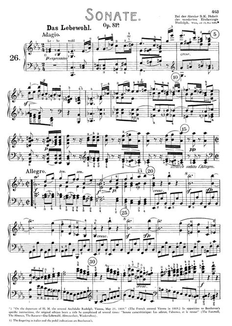 Piano Sonata No 26 Les Adieux Free Sheet Music By Ludwig Wan Beethoven