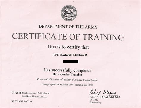 Army Certificate Of Completion Template 6 Best Templates Ideas