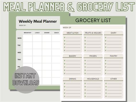 Printable Weekly Meal Planner And Grocery List Living Extroverted
