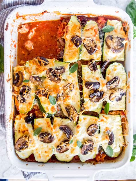 Zucchini Lasagna With Meat Sauce And Mushrooms Gluten Free