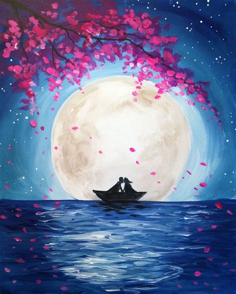 Moonlight Romance Pinots Palette Painting Moonlight Painting