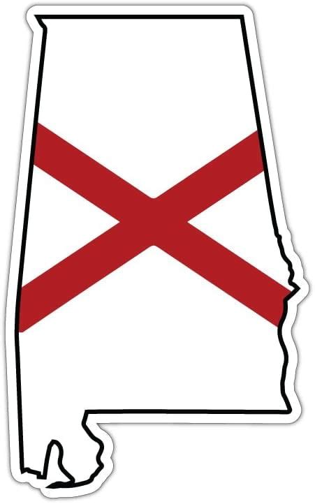 Alabama State Shape State Flag 3m Vinyl Decal Bumper Sticker 3x5 Pack
