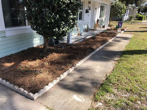 Make sure to follow the instructions on your concrete bag by either applying a sealer or keeping the concrete slightly damp for a couple of days. Installed some scalloped concrete edging today. (Bulbs blooming soon) : landscaping