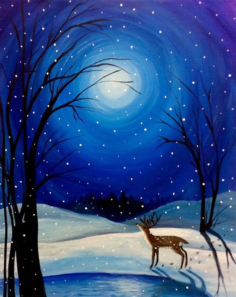 Paint Nite Abstract Wall Art Painting Painting Snow Winter Painting