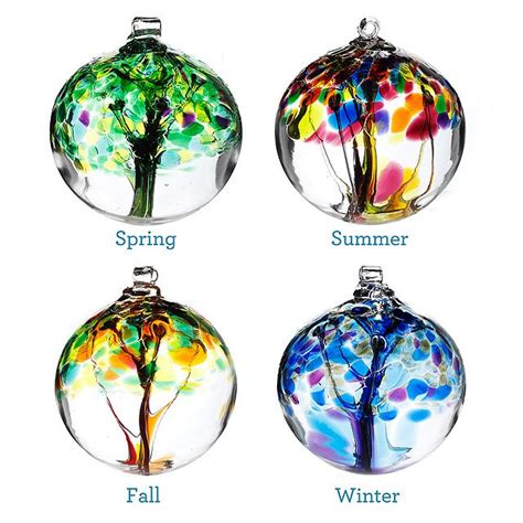 Four Seasons Glass Globes Winter Summer Spring And Fall Seasonal