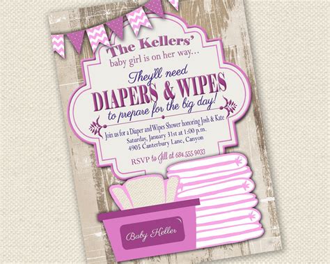 Baby Shower Invitation Diaper And Wipes Baby Shower