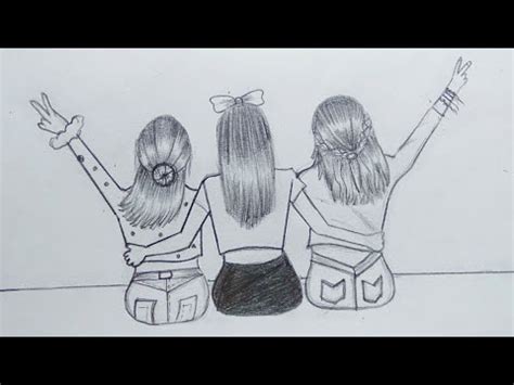 Don't let your friend see your answers. BFF Drawing / very easy BBF drawing / girls pencil sketch / best friends drawing in easy step ...