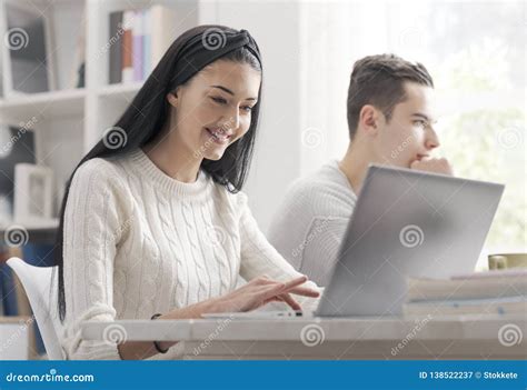 College Students Working On A Project Together Stock Image Image Of