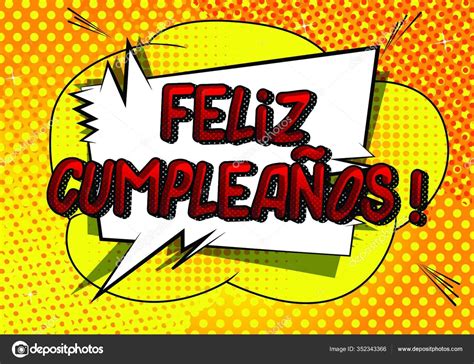 Feliz Cumpleanos Feliz Cumpleaños Español Vector Ilustrado Cómic Estilo