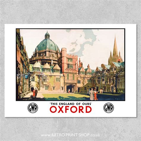 Gwr Oxford Poster Railway Posters Retro Vintage Travel Poster Prints