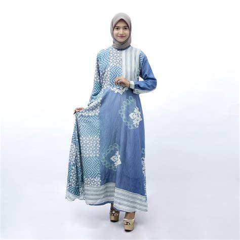 Batik Kombinasi Polos Gamis Kain Model Sayidah Abstrak - Batik Bedjo By