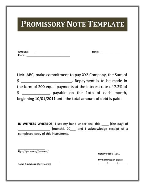 Free Promissory Note Templates Forms Word Pdf Template Lab