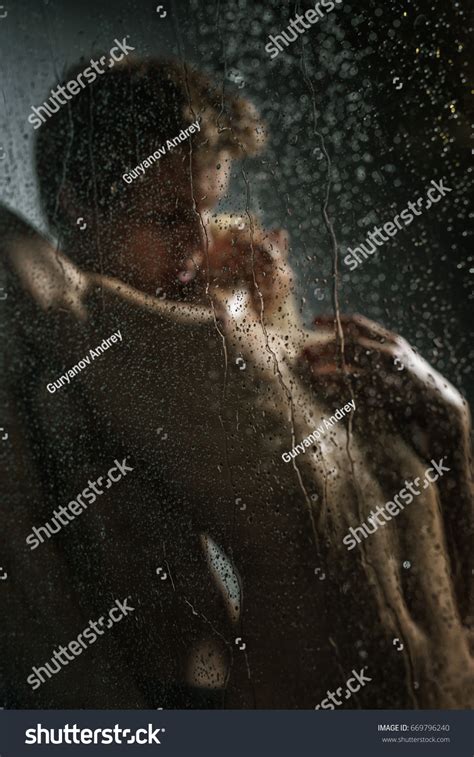 Passionate Couple Having Sex Shower Studio Stock Photo