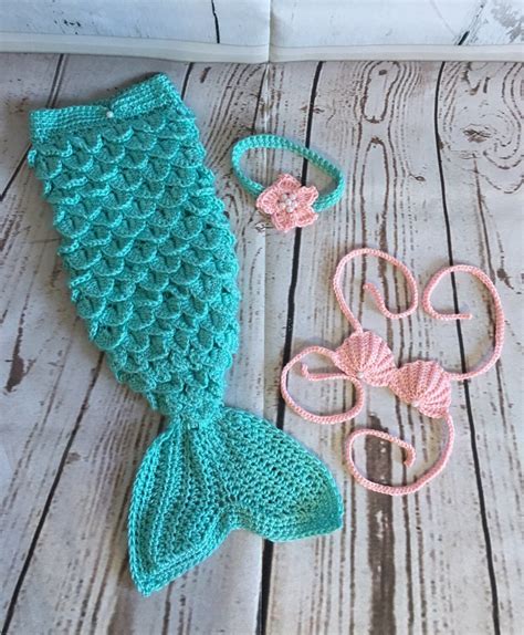 Baby Mermaid Costume Newborn Mermaid Tail Baby Mermaid Set Etsy