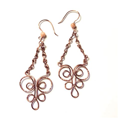 Swirls And Loops Chandelier Style Earrings In Antique Copper Etsy
