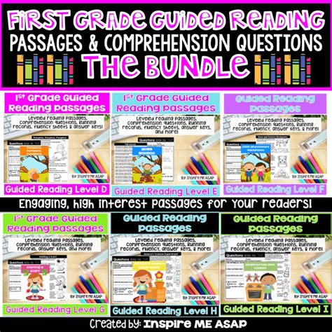 First Grade Guided Reading Passages Bundle Inspire Me Asap Reading