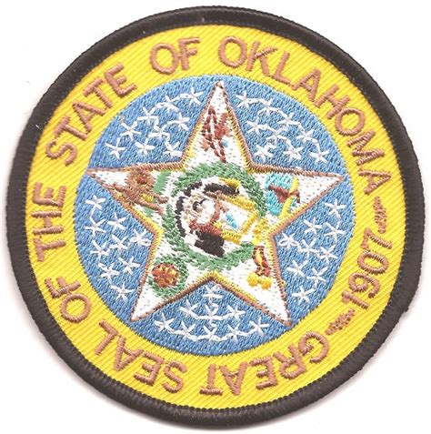 High Quality Low Price State Seal Oklahoma Flag Embroidered Cloth Sew